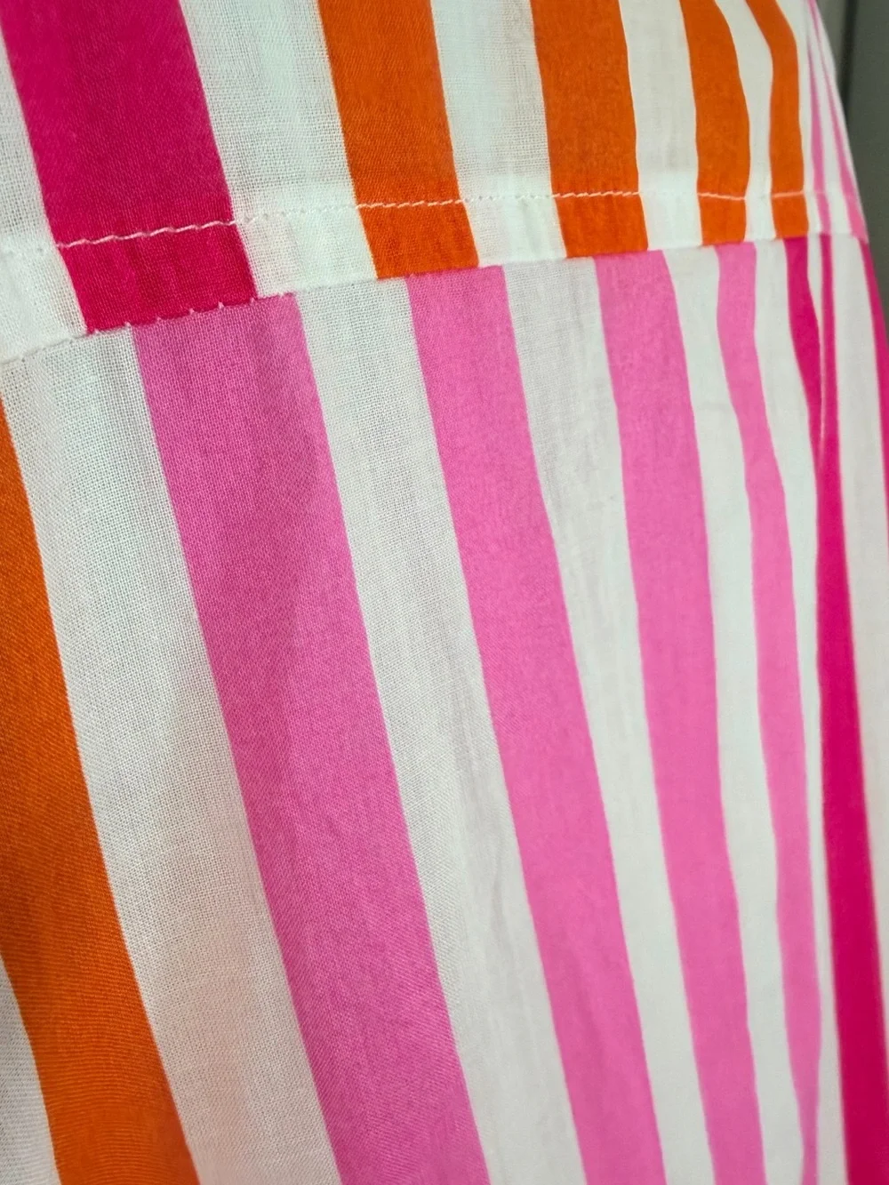 Beach Riot Alexa Coverup Button Down 100% Cotton Stripes Pink Orange Beach Swim
